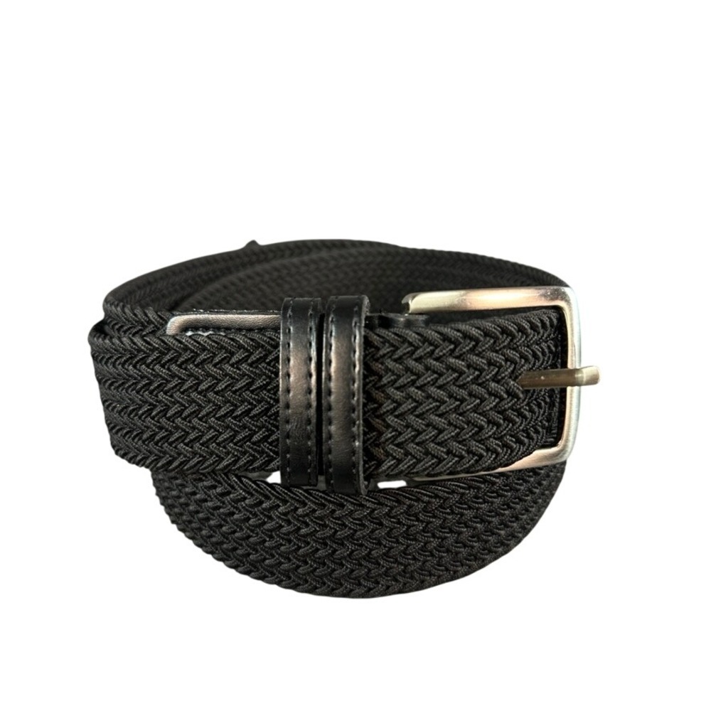 Dockers Mens Black Braided Stretch Belt XL 42-44 Silver Buckle 11DK030001